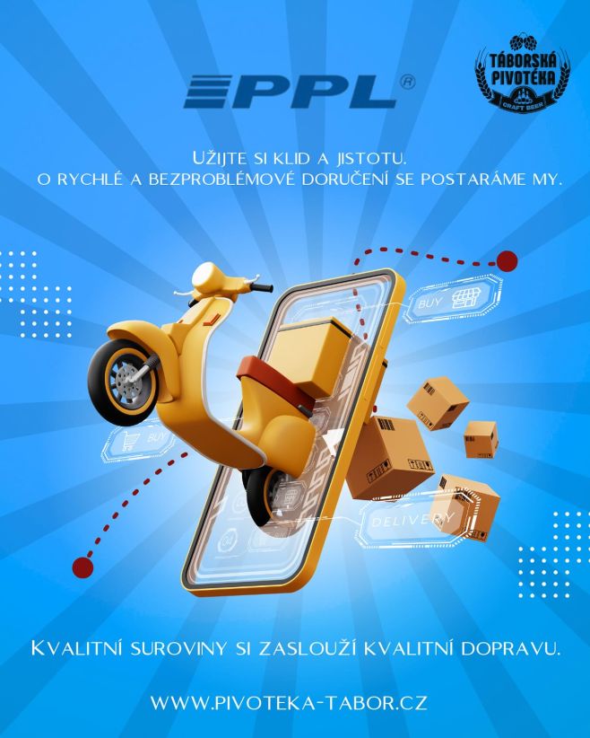 Od 1.10. objednávej na Táborské pivotéce s dopravou od PPL. Protože kvalitní suroviny si zaslouží kvalitní dopravu....